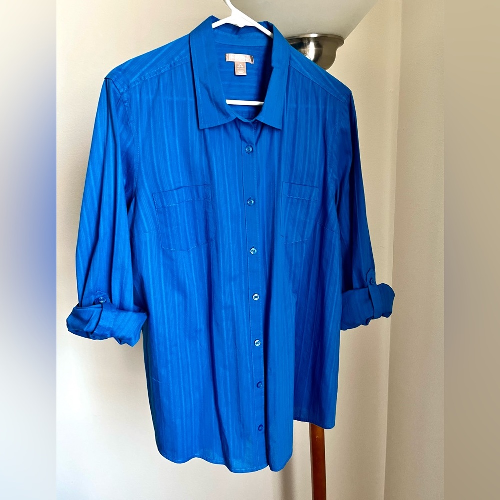 White Stag peacock blue 100% cotton shirt. Ladies Large.